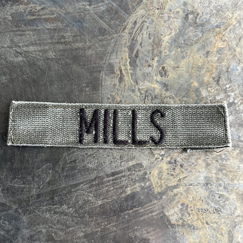 MILLS Embroidered Vintage ‘Army Green’ Military Name Tape Patch